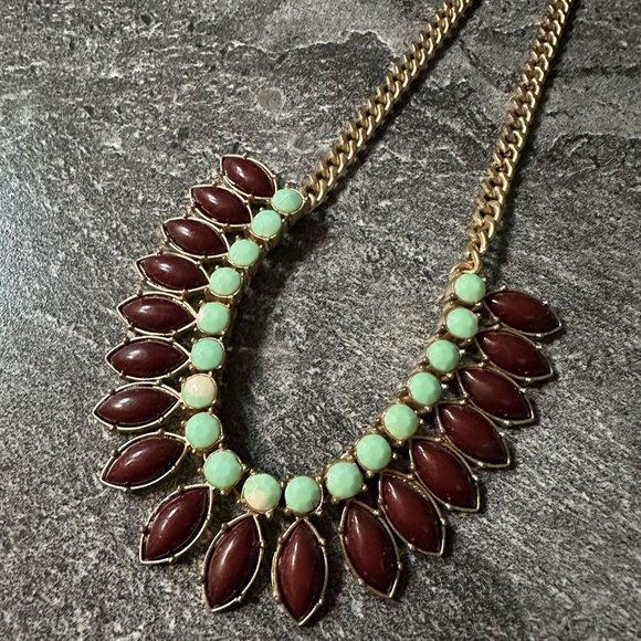 Jewelry - Vintage Gold Chain Necklace with Marquise Cut Stones
